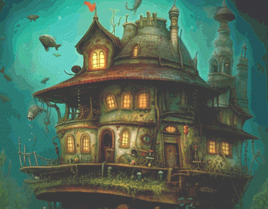 Underwater Home Sweet Home (Max Size/Color) cross stitch pattern by LikeInkDrops