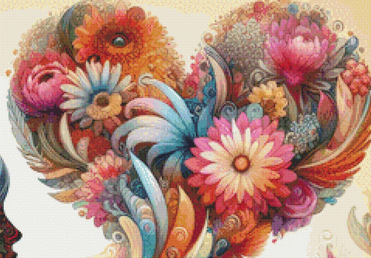 Botanical Reverie Surreal Portrait Tea Ceremony (Max Color) cross stitch pattern by World of Love Hearts/Adrian G. Eyre