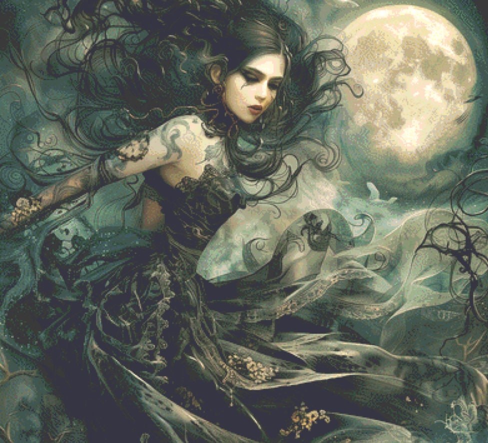 Witch of Night (Max Size) cross stitch pattern by The Art Revivalist