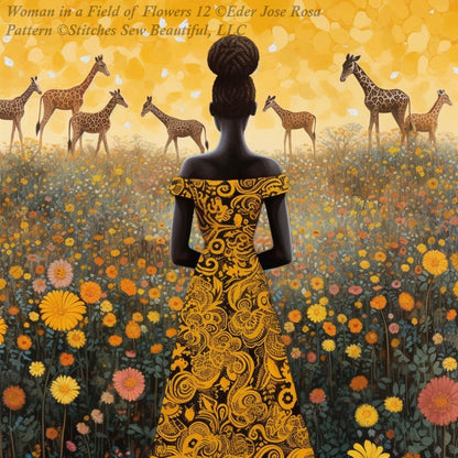 Woman in a Field of Flowers 12 cross stitch pattern by Eder Jose Rosa