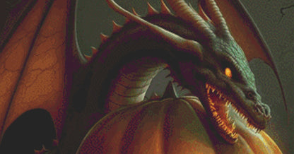 Jack-O-Lantern Dragon cross stitch pattern by Serr.Kai A Quill & Ink