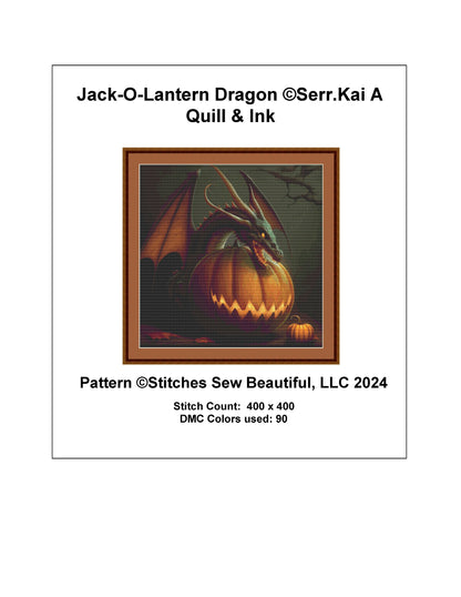 Jack-O-Lantern Dragon cross stitch pattern by Serr.Kai A Quill & Ink
