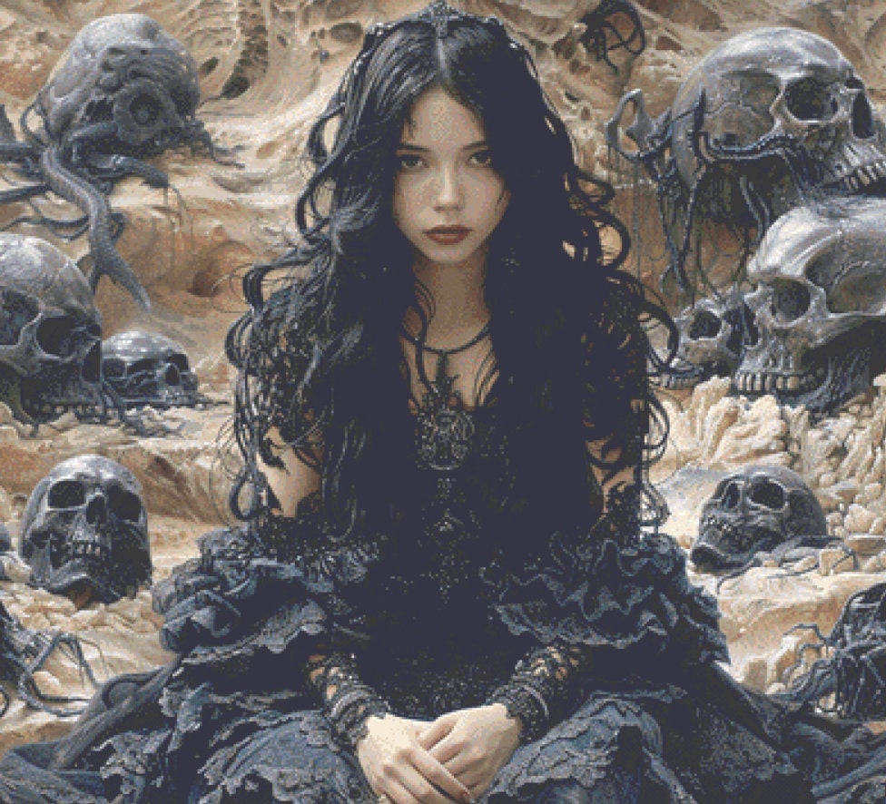 In the Shadow of Skulls cross stitch pattern by Eder Jose Rosa