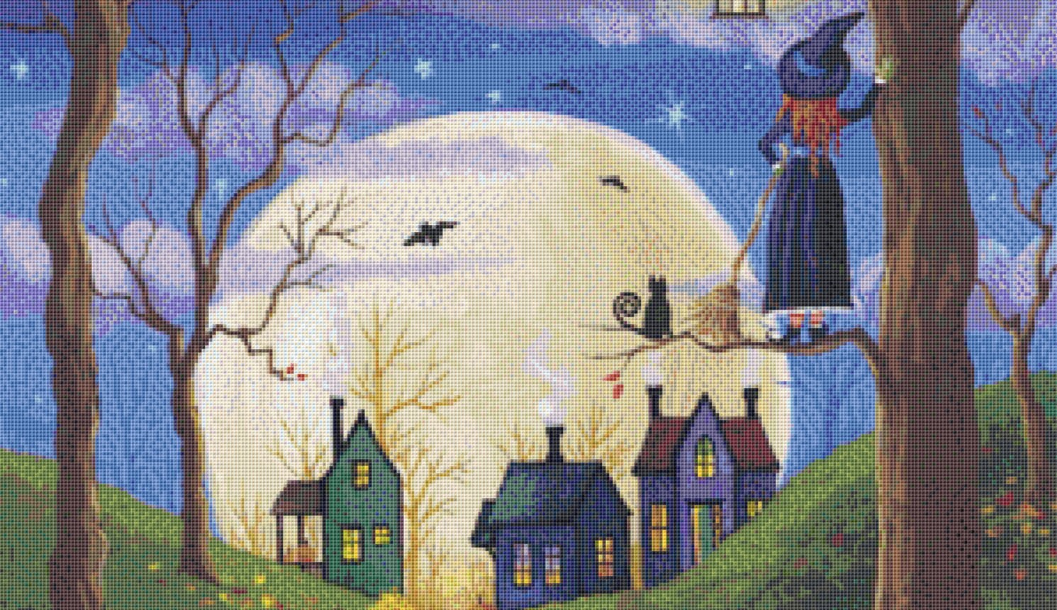 Bats Eye View cross stitch pattern by Kim Leo licensed by JMS Art Licensing