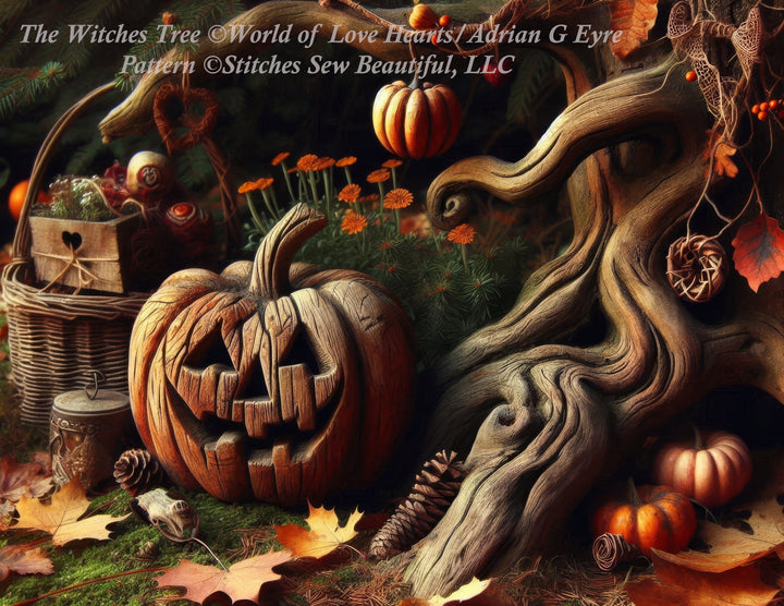 The Witches Tree cross stitch pattern by World of Love Hearts/Adrian G. Eyre