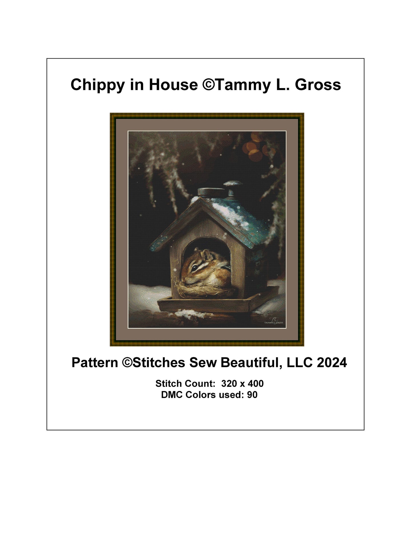 Chippy in House cross stitch pattern by Tammy L. Gross