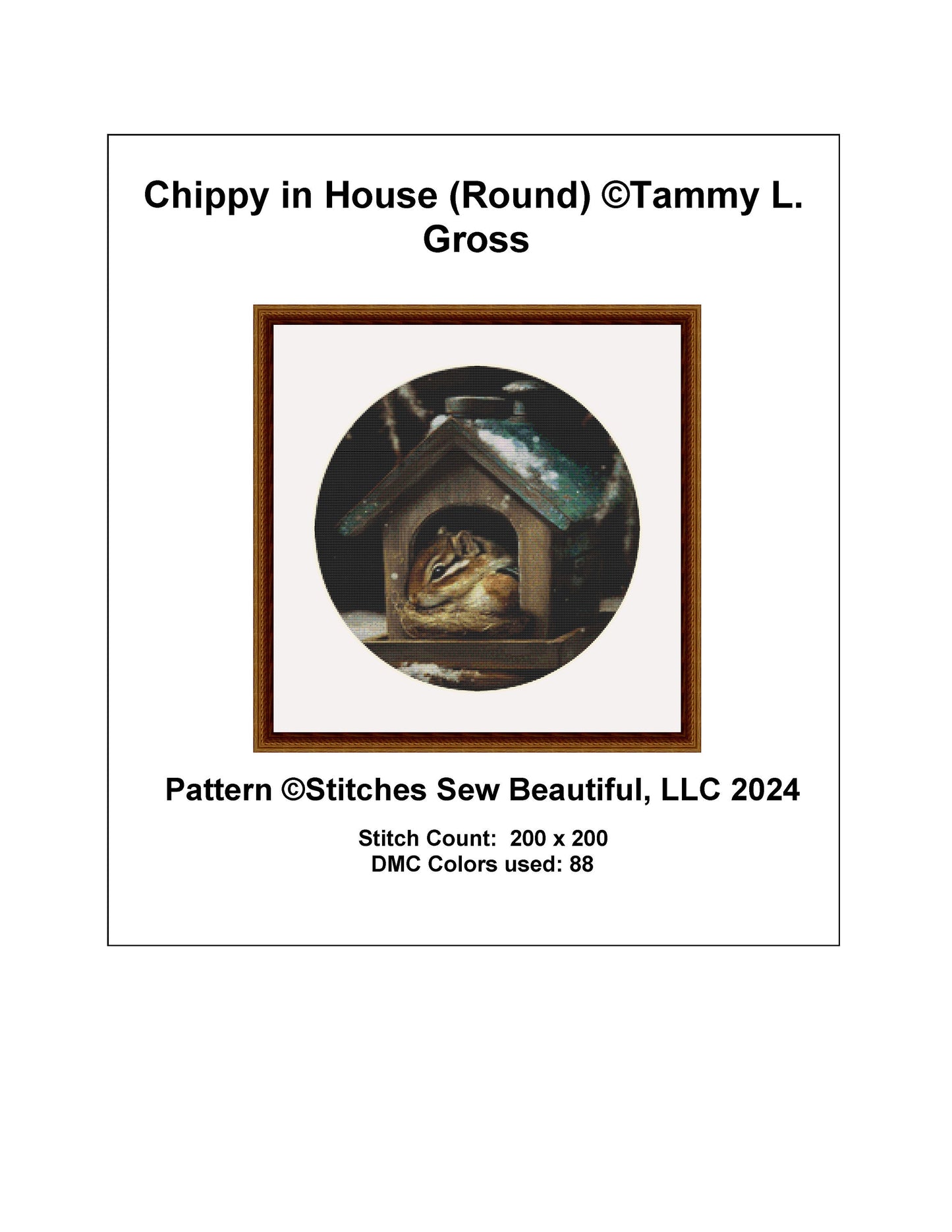 Chippy in House (Round) cross stitch pattern by Tammy L. Gross