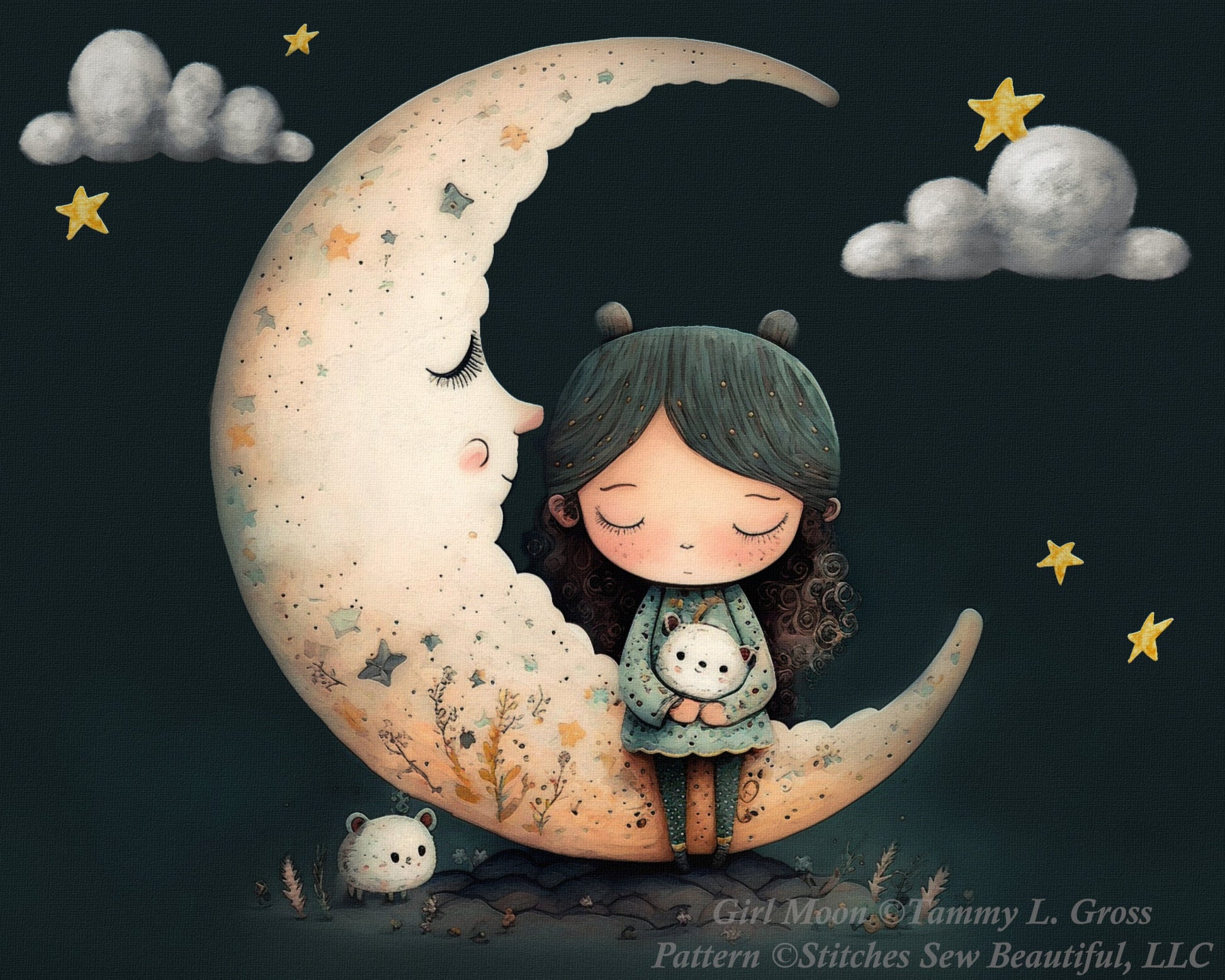 Girl Moon cross stitch pattern by Tammy L. Gross