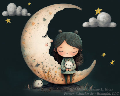 Girl Moon cross stitch pattern by Tammy L. Gross
