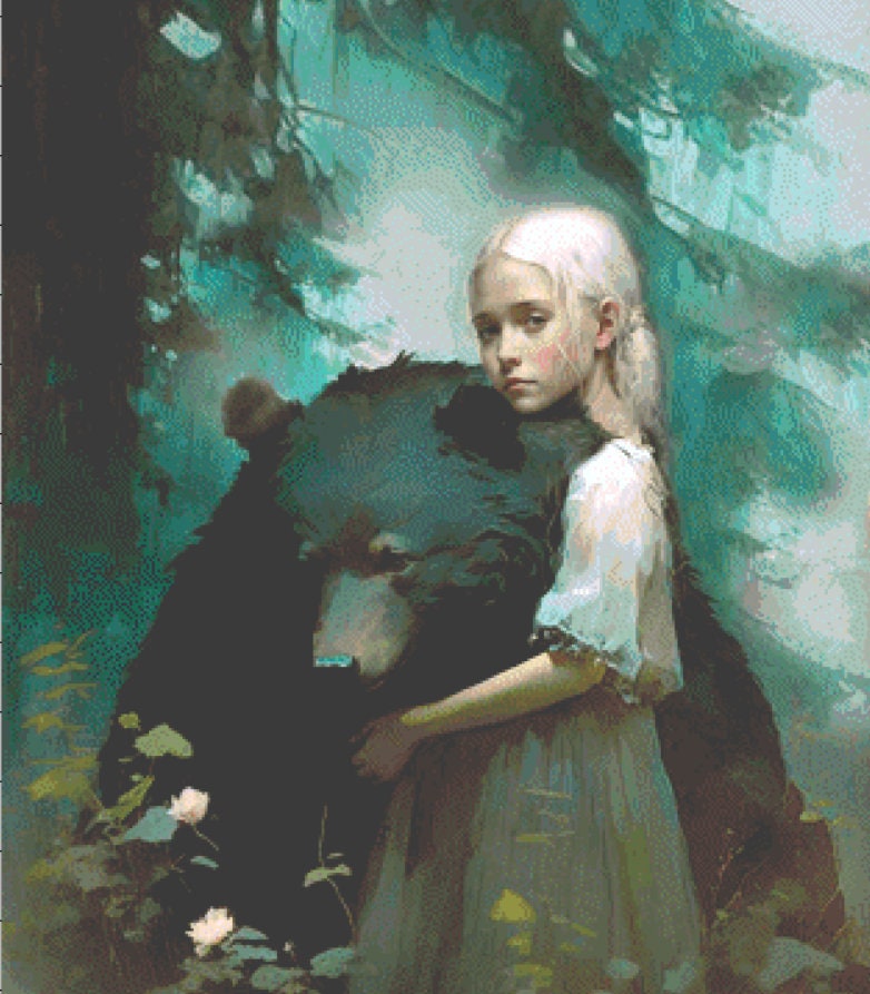 Bear Girl cross stitch pattern by Tammy L. Gross