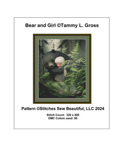 Bear and Girl cross stitch pattern by Tammy L. Gross
