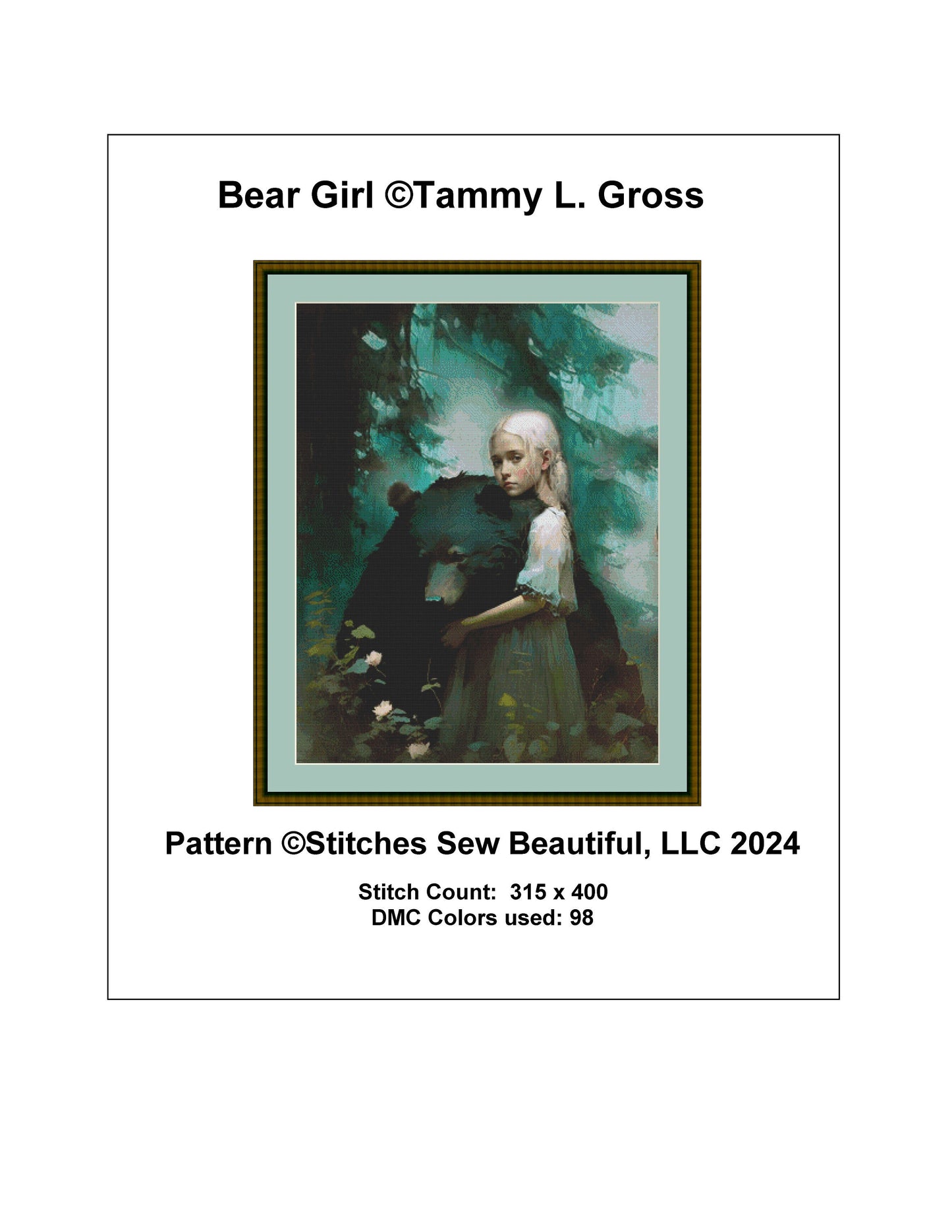 Bear Girl cross stitch pattern by Tammy L. Gross