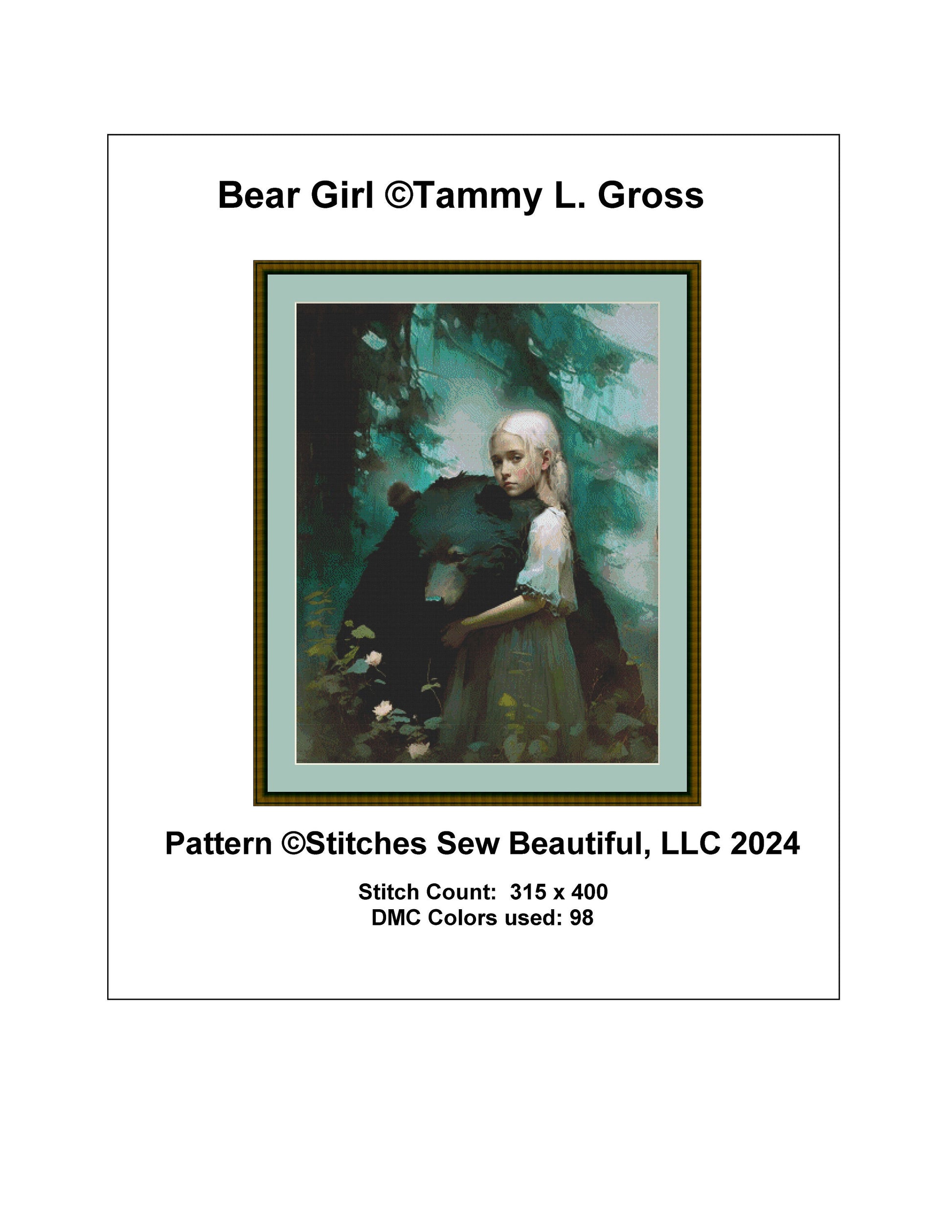 Bear Girl cross stitch pattern by Tammy L. Gross