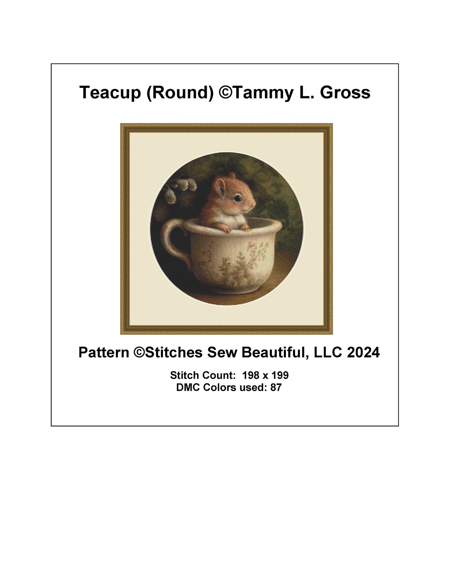 Teacup (Round) cross stitch pattern by Tammy L. Gross