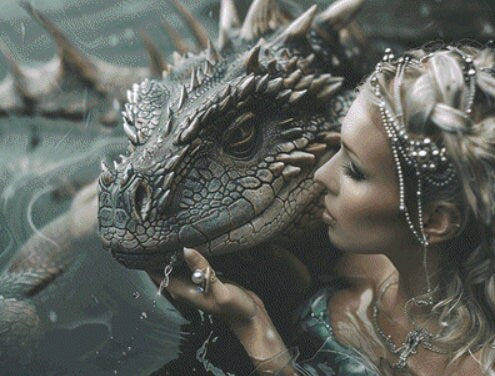 A Siren and Her Dragon cross stitch pattern by Serr.Kai A Quill & Ink