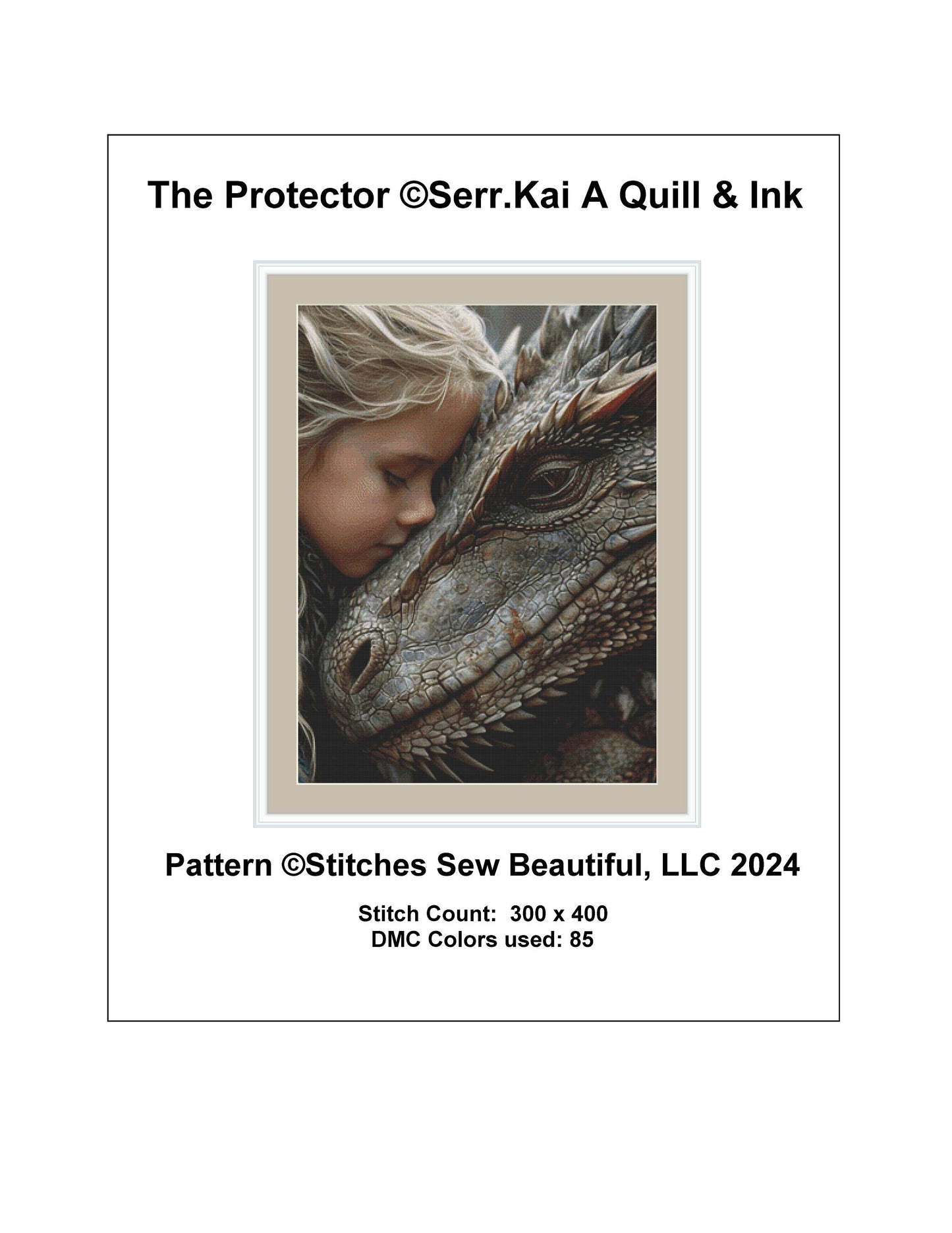 The Protector cross stitch pattern by Serr.Kai A Quill & Ink