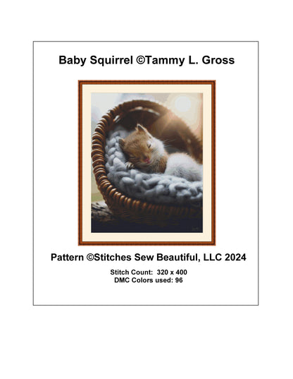 Baby Squirrel cross stitch pattern by Tammy L. Gross