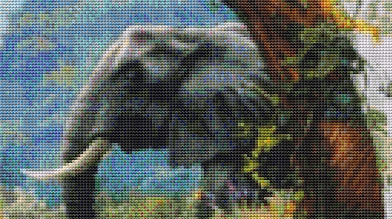 Serene Woman with Elephant cross stitch pattern by Eder Jose Rosa