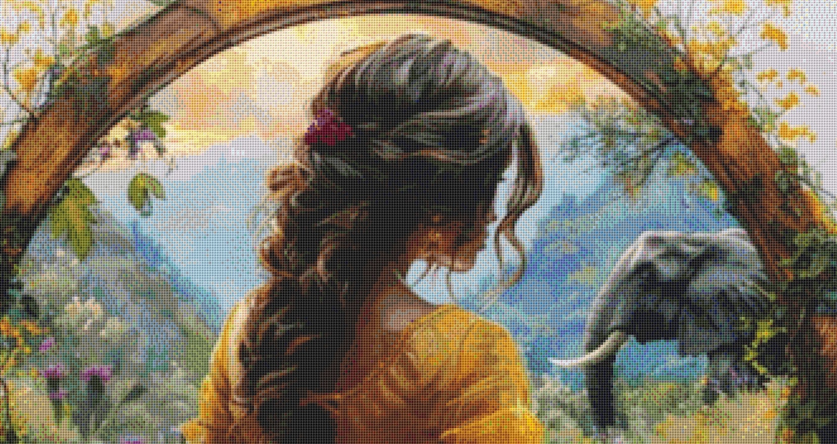 Serene Woman with Elephant cross stitch pattern by Eder Jose Rosa