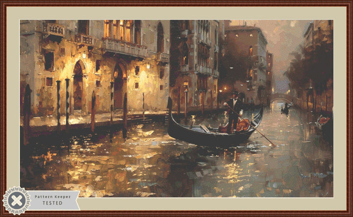 Evening Serenade on the Canals of Venice (Max Size/Color) cross stitch pattern by The Art Revivalist
