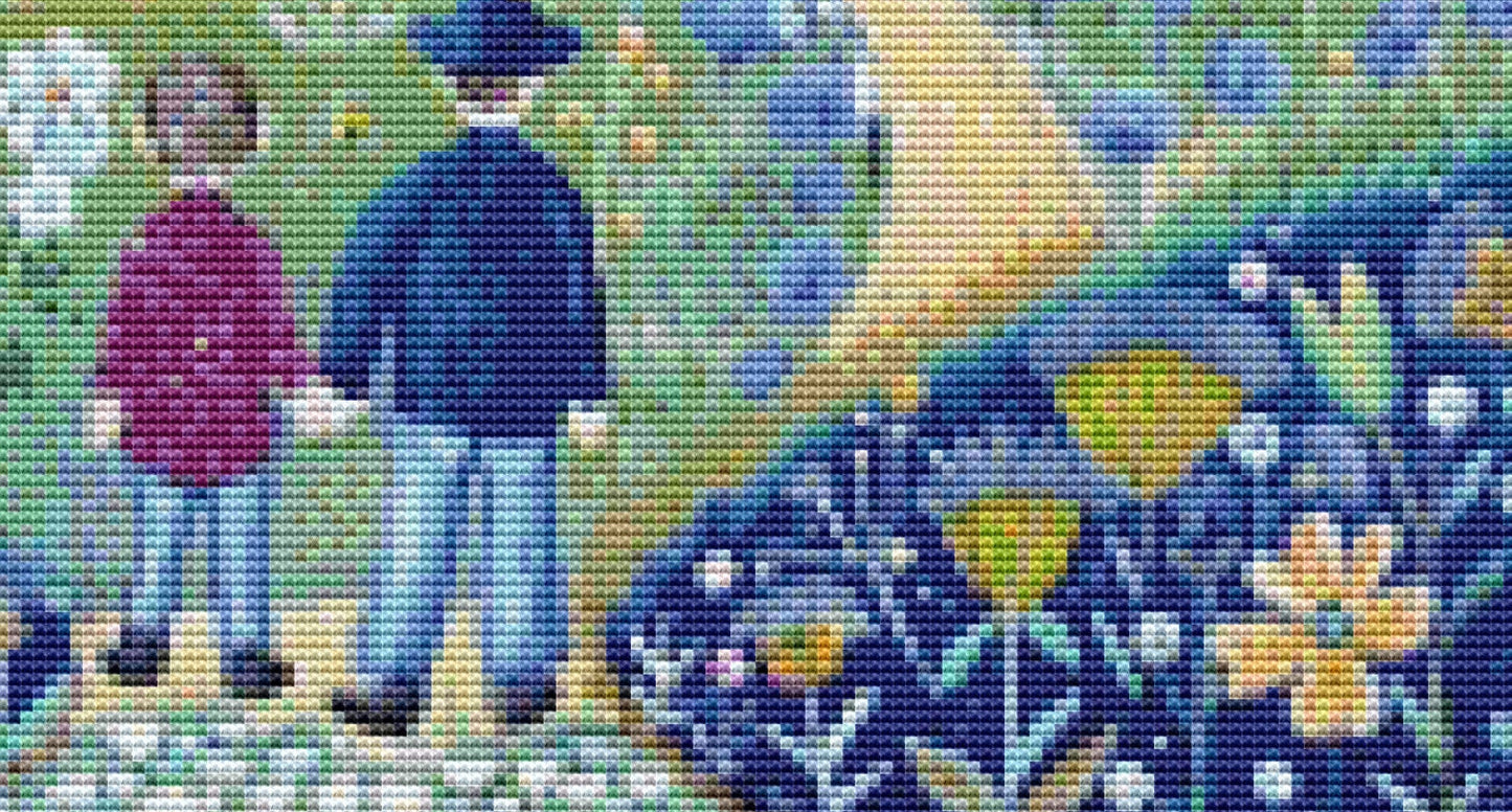Father and Son Stroll (Small) cross stitch pattern by The Art Revivalist