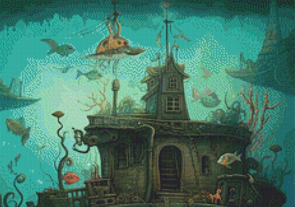 Underwater House Boat cross stitch pattern by LikeInkDrops
