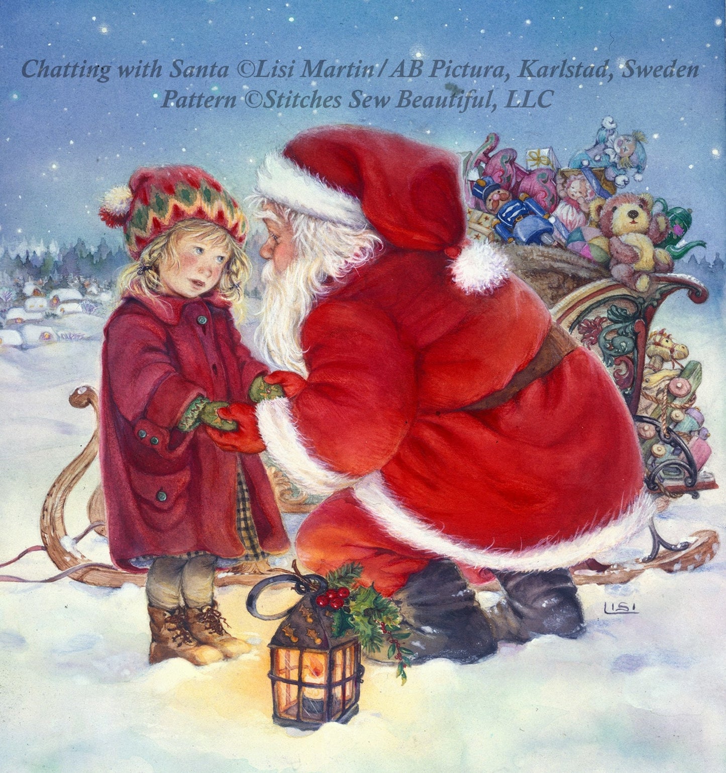 Chatting with Santa cross stitch pattern by Lisi Martin/AB Pictura, Karlstad, Sweden
