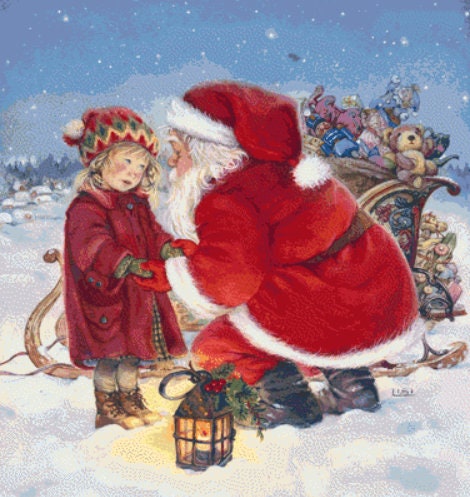 Chatting with Santa cross stitch pattern by Lisi Martin/AB Pictura, Karlstad, Sweden