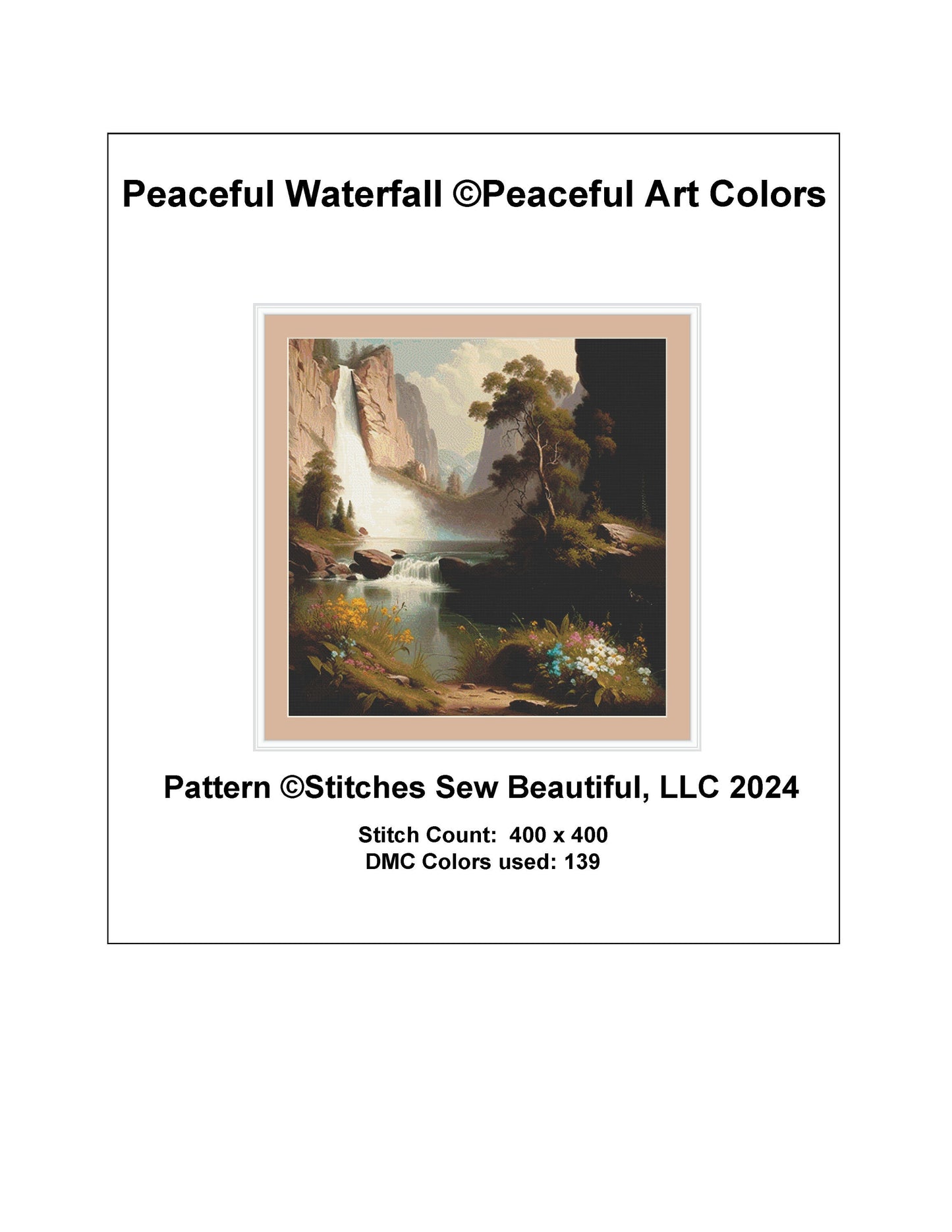 Peaceful Waterfall cross stitch pattern by PeacefulArtColors