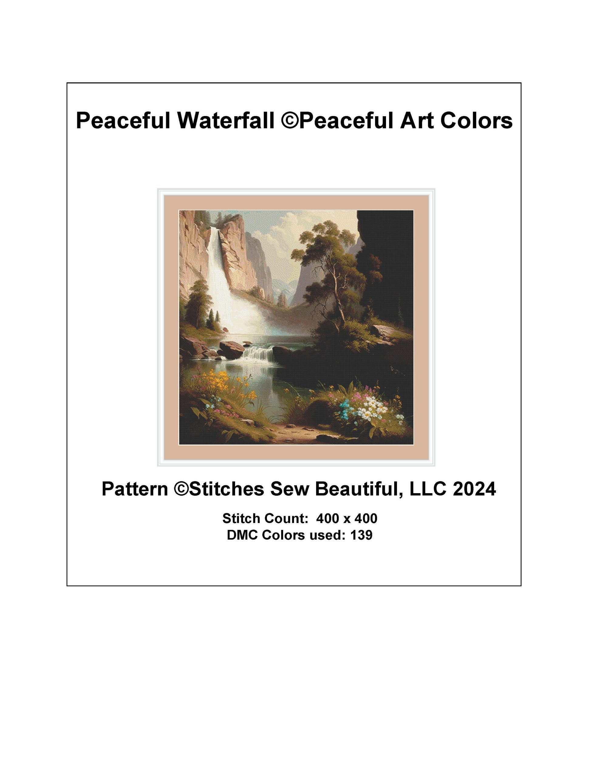 Peaceful Waterfall cross stitch pattern by PeacefulArtColors