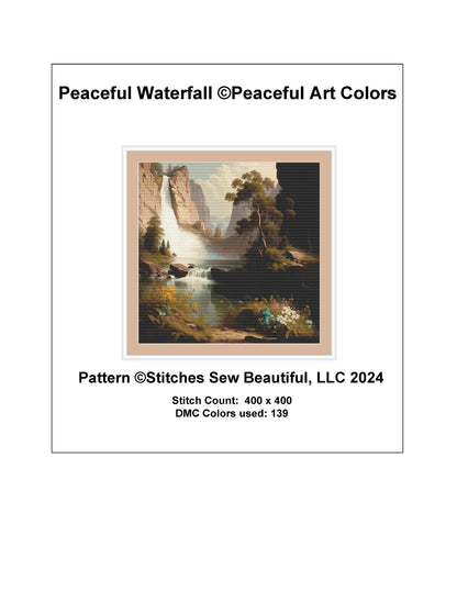 Peaceful Waterfall cross stitch pattern by PeacefulArtColors
