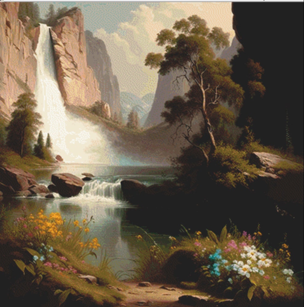 Peaceful Waterfall cross stitch pattern by PeacefulArtColors