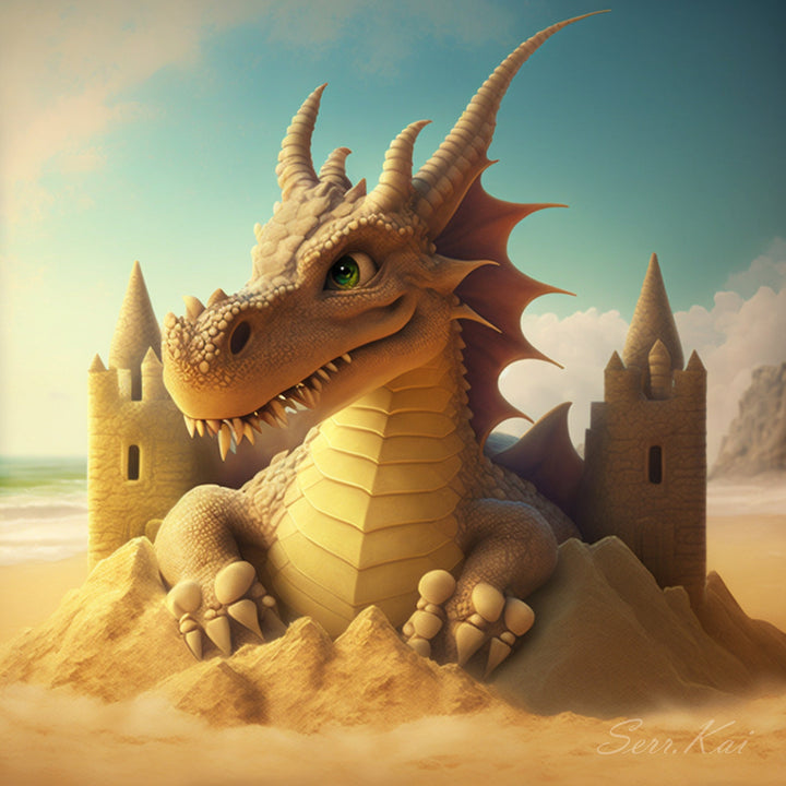 Sandy Beach Dragon cross stitch pattern by Serr.Kai A Quill & Ink