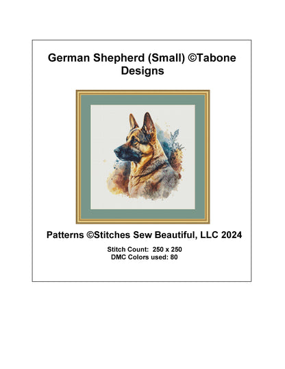 German Shepherd (Small) cross stitch pattern by Tabone Designs
