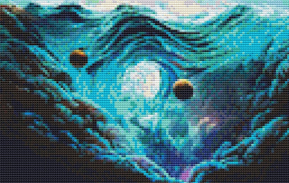 Cosmic Pirate Ship (Max Color) cross stitch pattern by DigitalArtClubAU