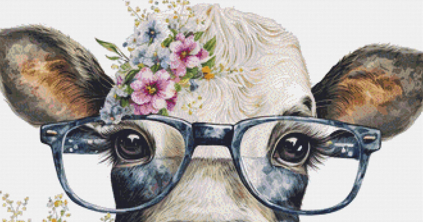 Cow Glasses cross stitch pattern by CedarGroveGraphics