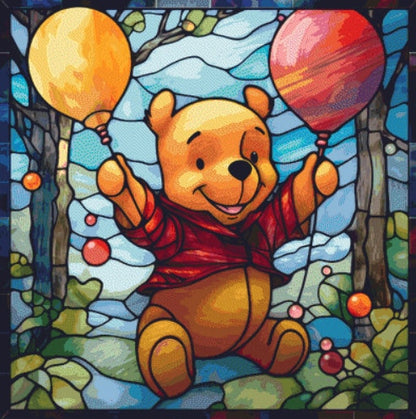 Stained Glass Winnie the Pooh 1 cross stitch pattern by CanvasCoveCA
