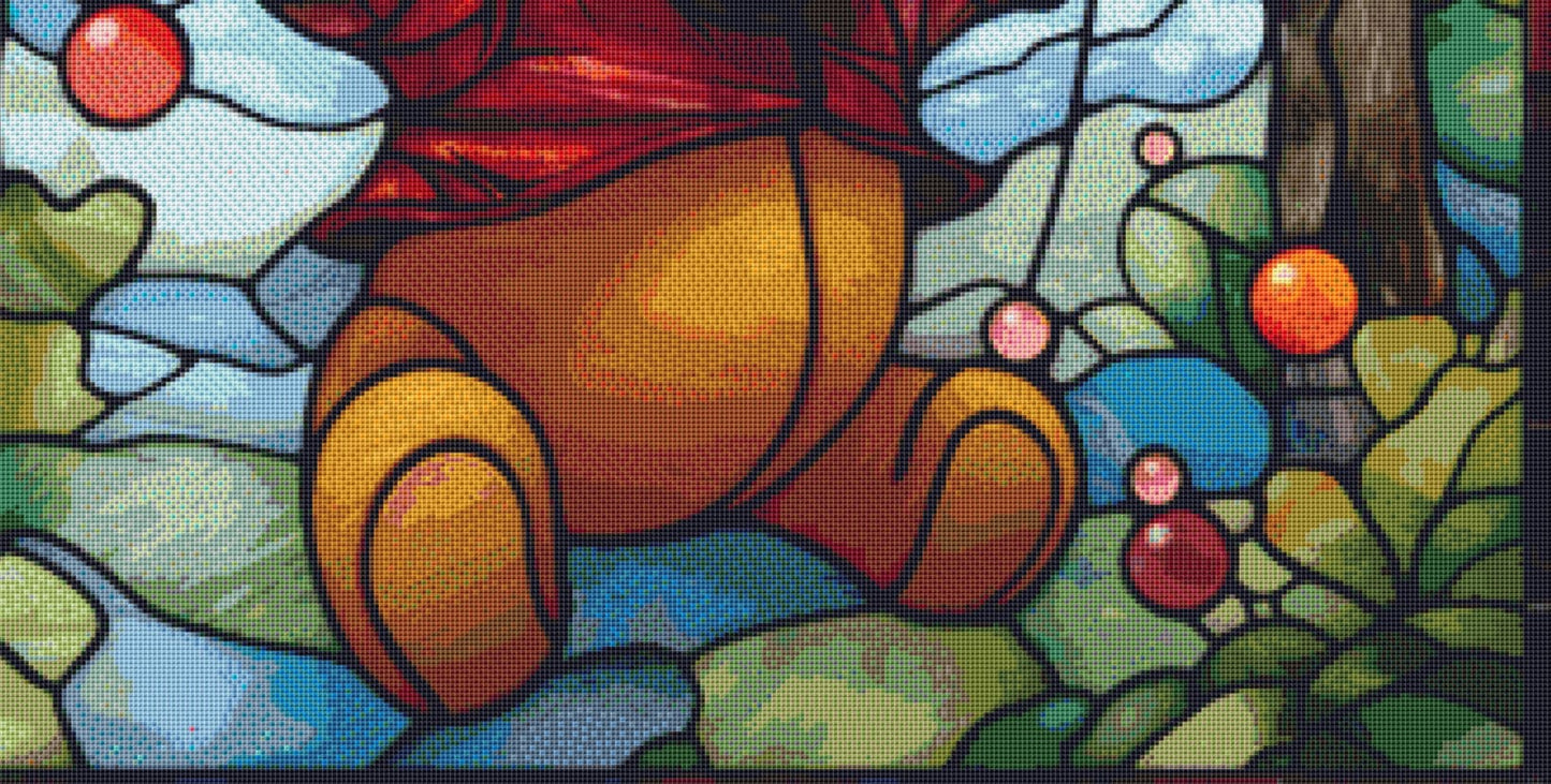 Stained Glass Winnie the Pooh 1 cross stitch pattern by CanvasCoveCA