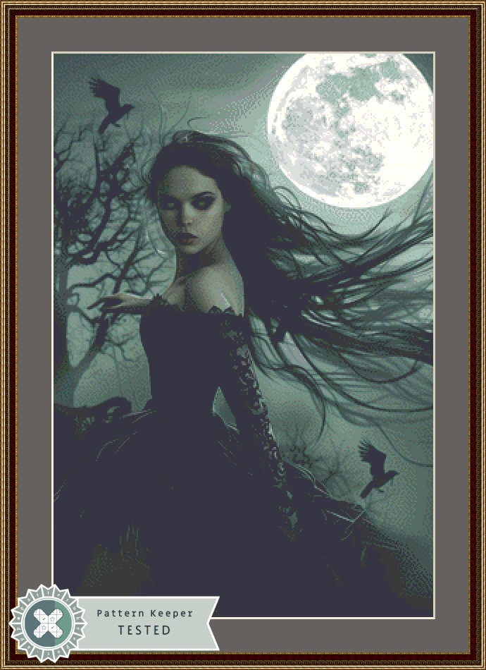 Witch of the Moon cross stitch pattern by The Art Revivalist