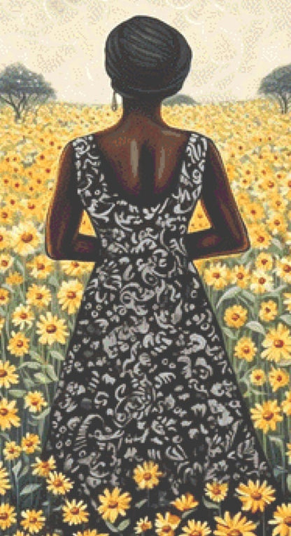 Woman in a Field of Flowers 13 cross stitch pattern by Eder Jose Rosa