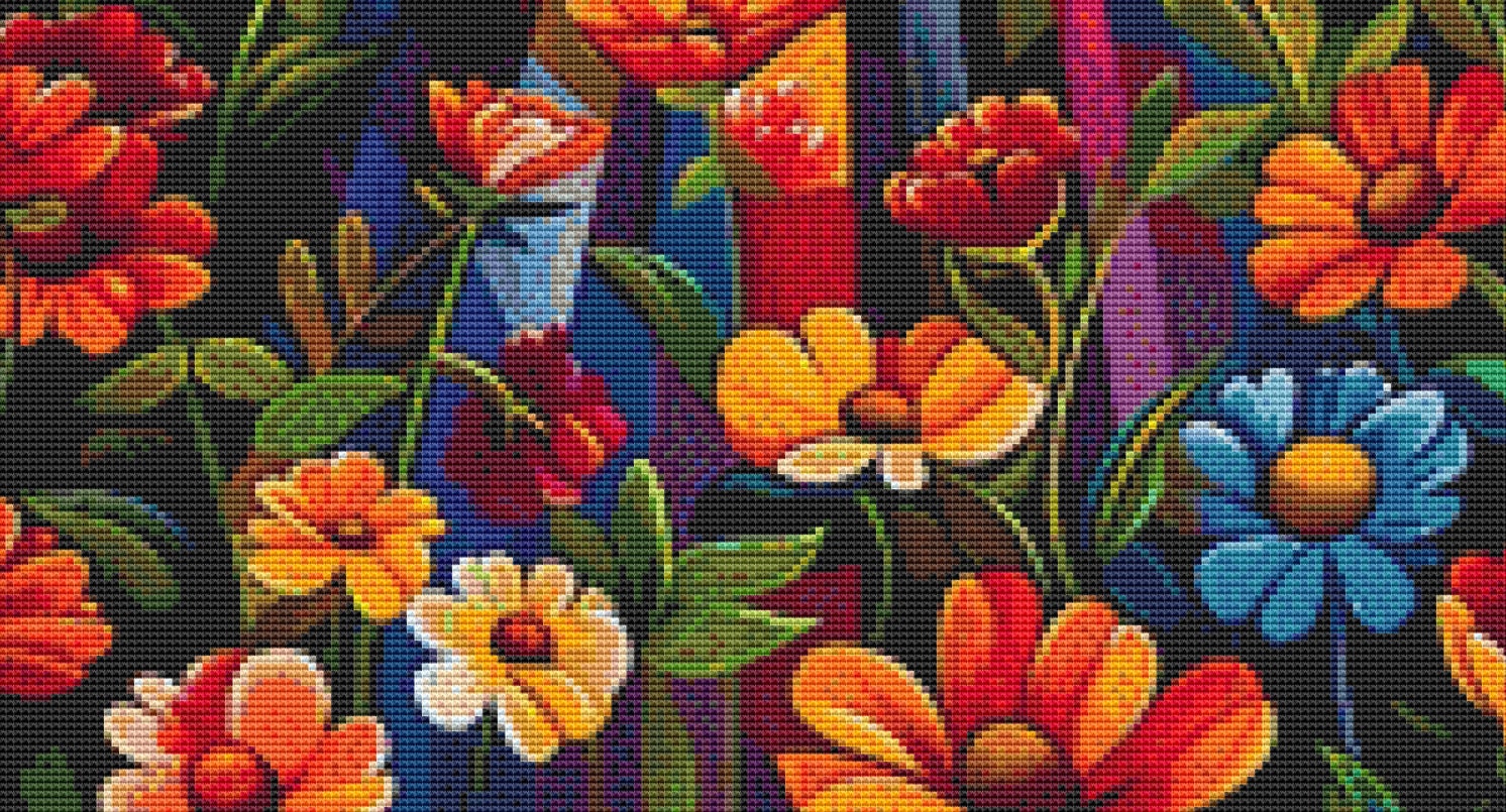City Street of Flowers cross stitch pattern by Eder Jose Rosa