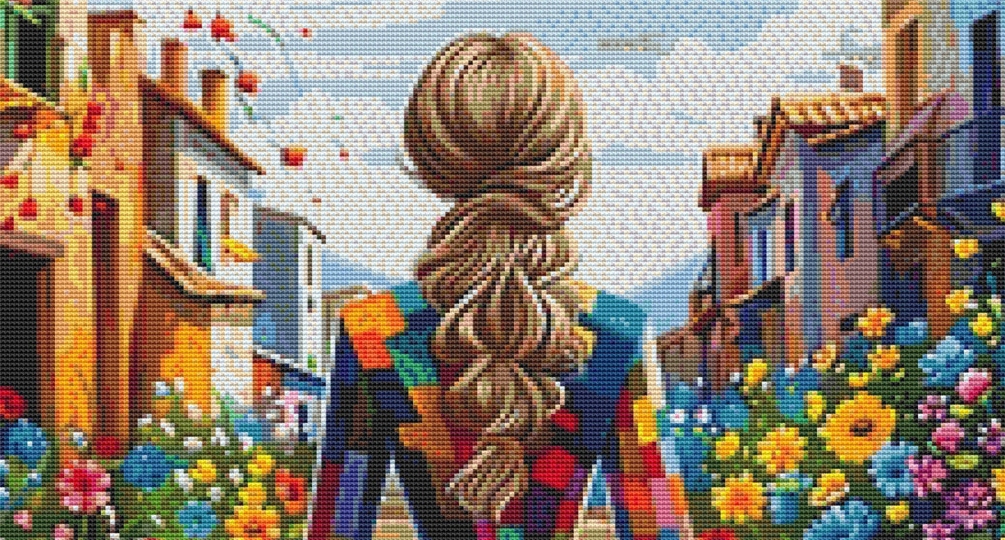 City Street of Flowers cross stitch pattern by Eder Jose Rosa