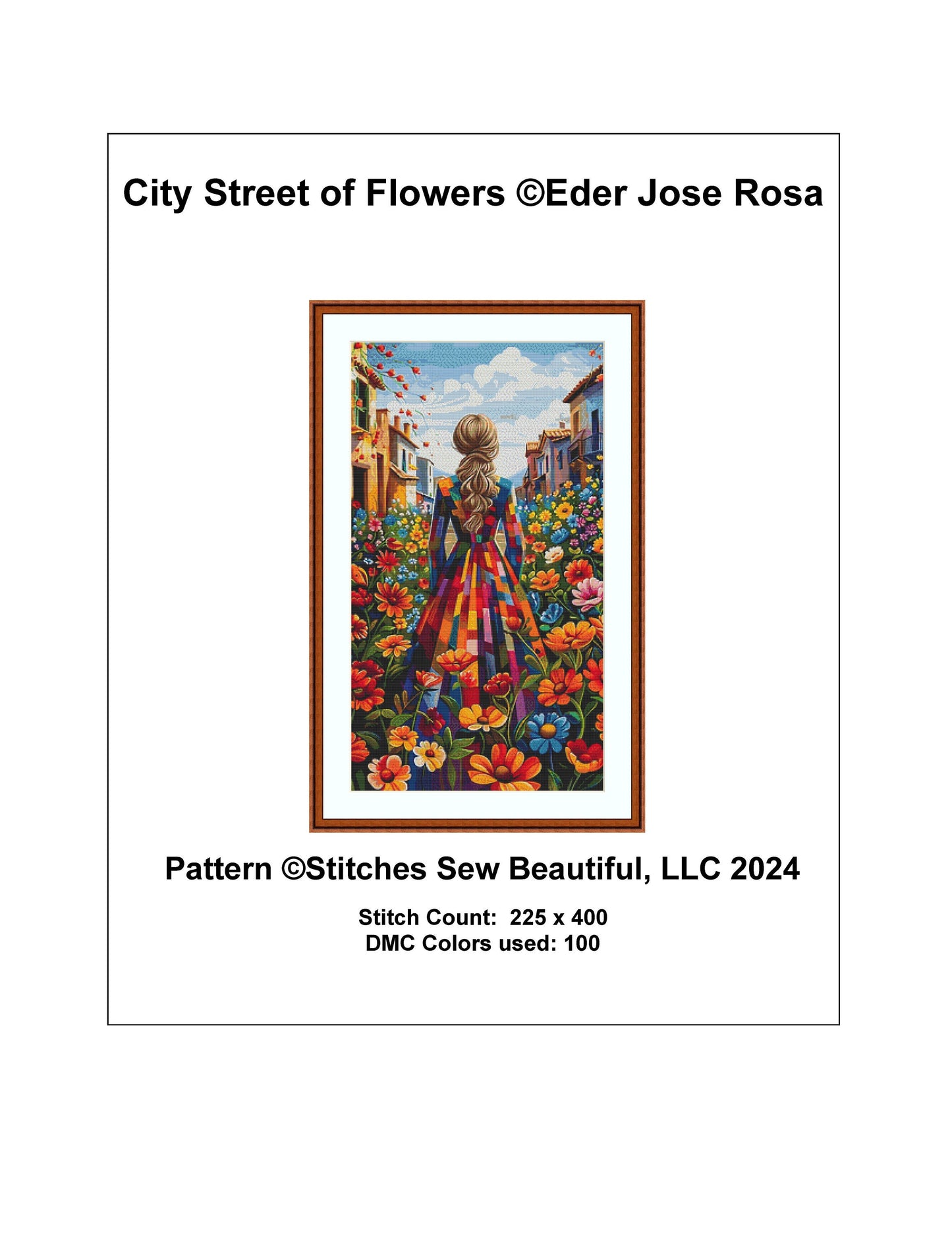 City Street of Flowers cross stitch pattern by Eder Jose Rosa
