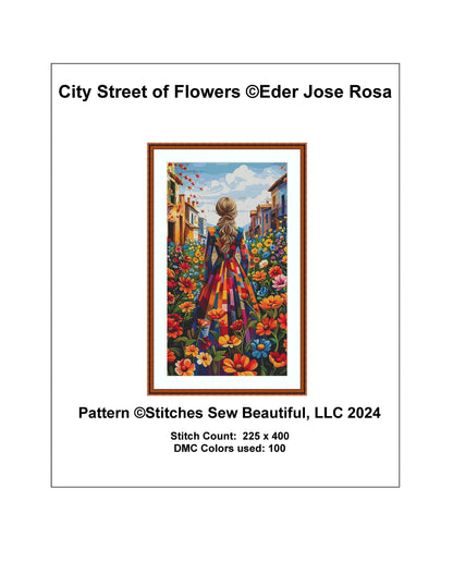 City Street of Flowers cross stitch pattern by Eder Jose Rosa