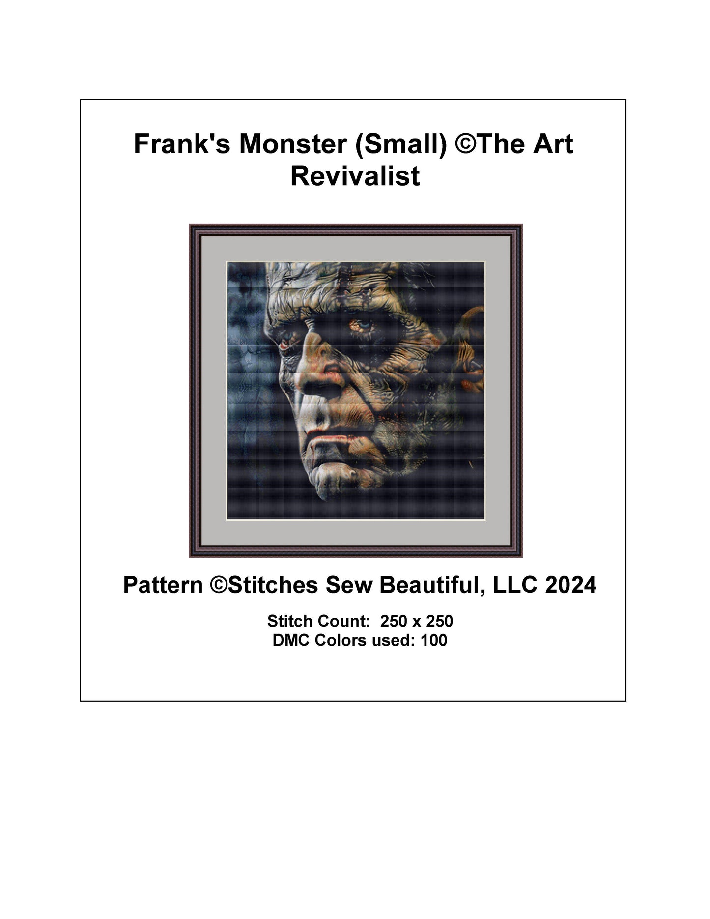 Frank's Monster (Small) cross stitch pattern by The Art Revivalist