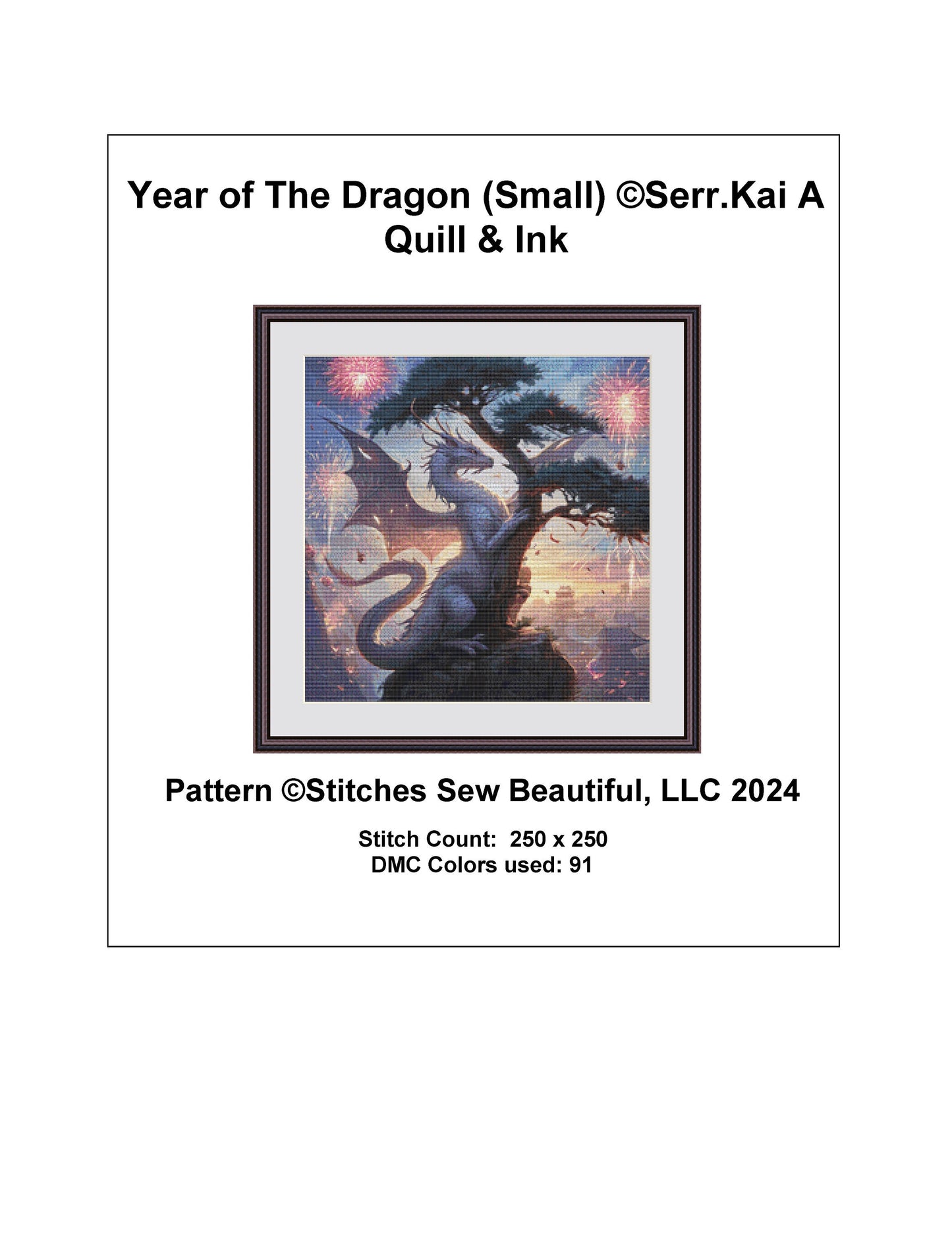 Year of The Dragon (Small) counted cross stitch pattern by Serr.Kai A Quill & Ink