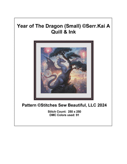 Year of The Dragon (Small) counted cross stitch pattern by Serr.Kai A Quill & Ink