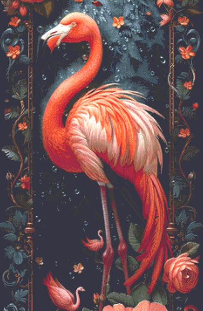 Flamingo in Flowers (Max Size) cross stitch pattern by Eder Jose Rosa
