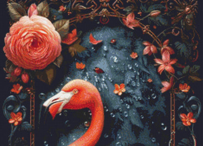 Flamingo in Flowers (Max Size) cross stitch pattern by Eder Jose Rosa