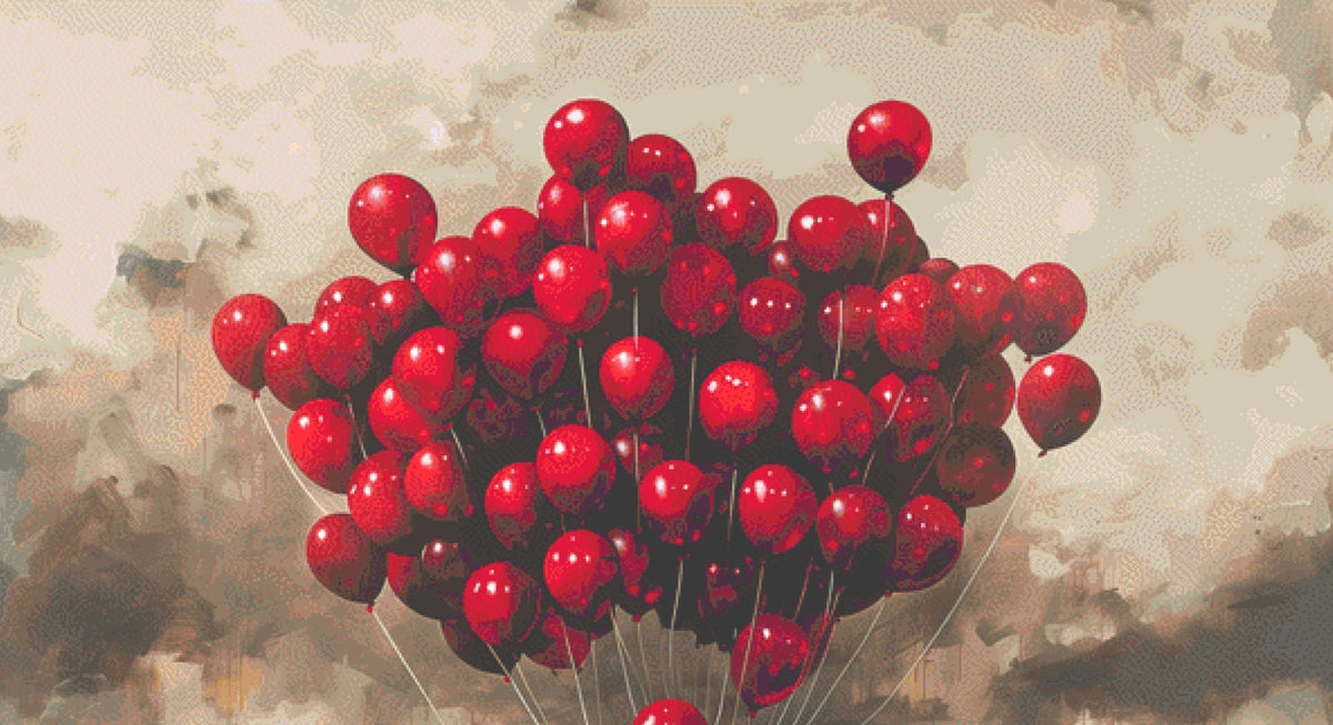 99 Red Ballooons (Max Size) cross stitch pattern by The Art Revivalist